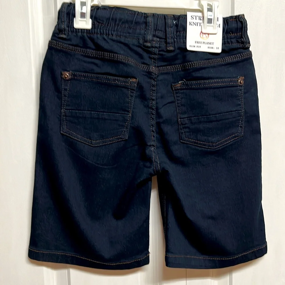 Free Planet Armand Blue 5 Pocket Pull Up Denim Shorts Boys Size 10 NWT